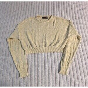 Zenio Vintage Italian Knit Cropped Sweater Women’s Medium Butter Yellow Chunky
